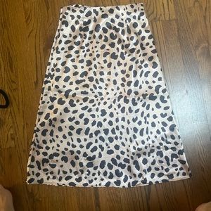 Satin cheetah midi skirt
